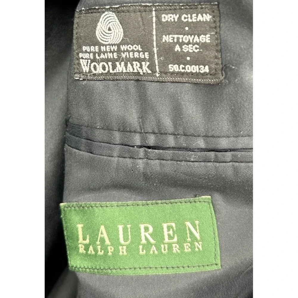 Lauren Ralph Lauren Pure New Wool Navy Blue Sport Coat Gold Button Size 44L